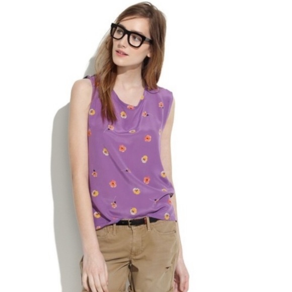 Madewell Tops - 3/$25 Madewell Silk Purple Floral blouse
